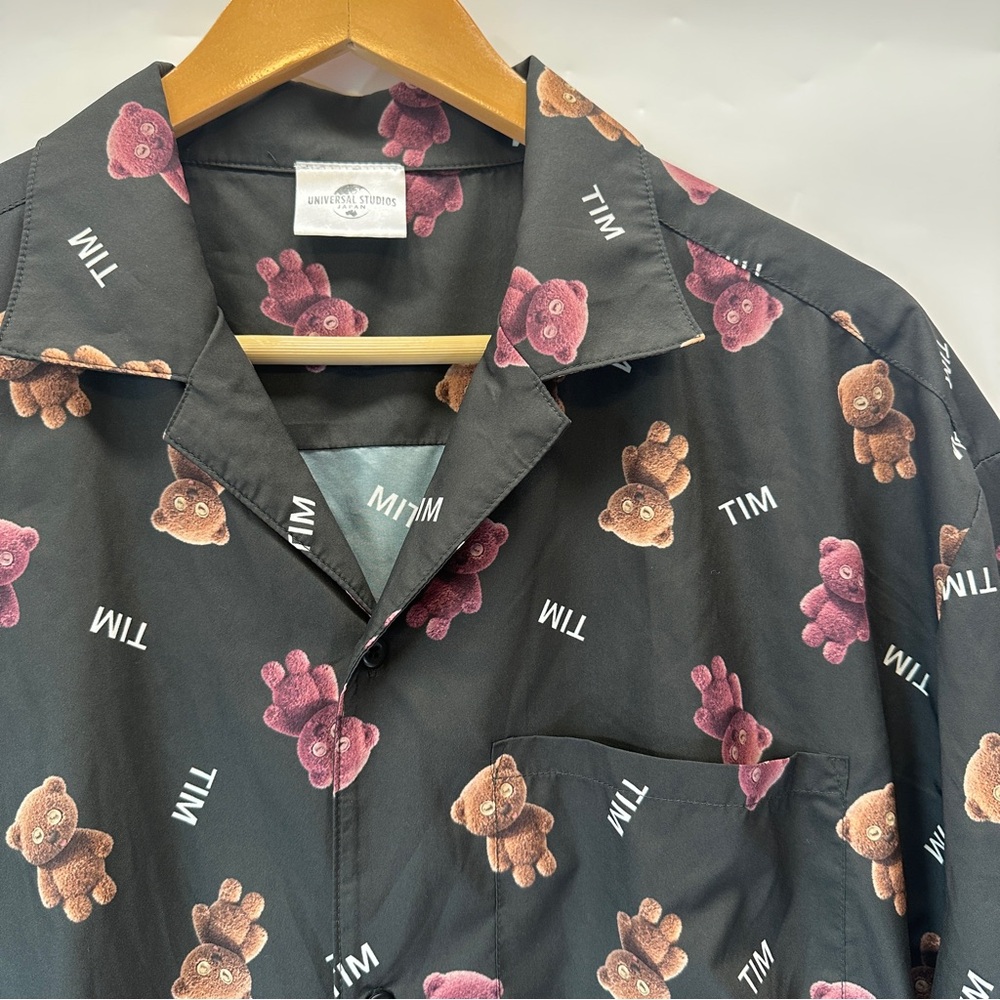 Universal Studios Japan Despicable Me Minion Mayhem Tim‎ Teddy Bear Button Up L